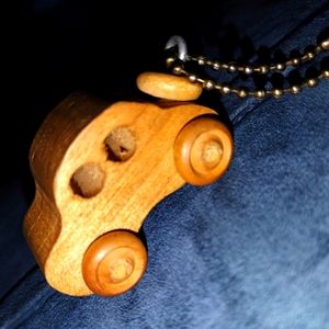 Small one inch wood keychain